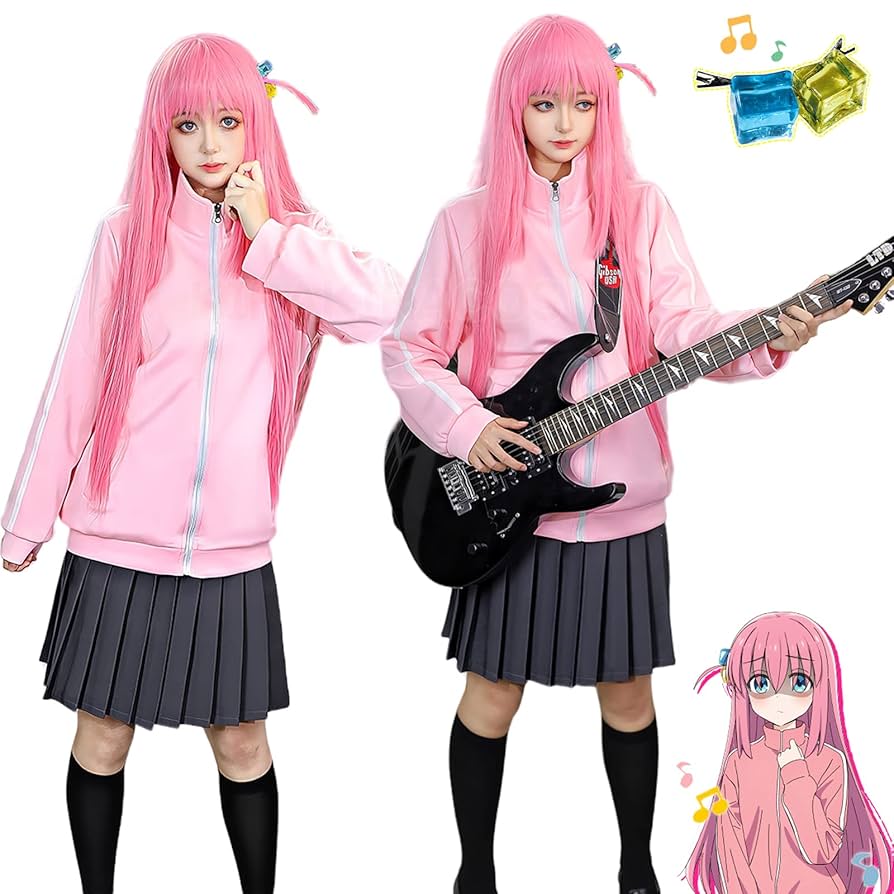 ぼっちざろっく　後藤ひとり　コスプレセット Amazon.co.jp: [NOKIJP] 後藤ひとり コスプレ衣装 ウィッグ付き